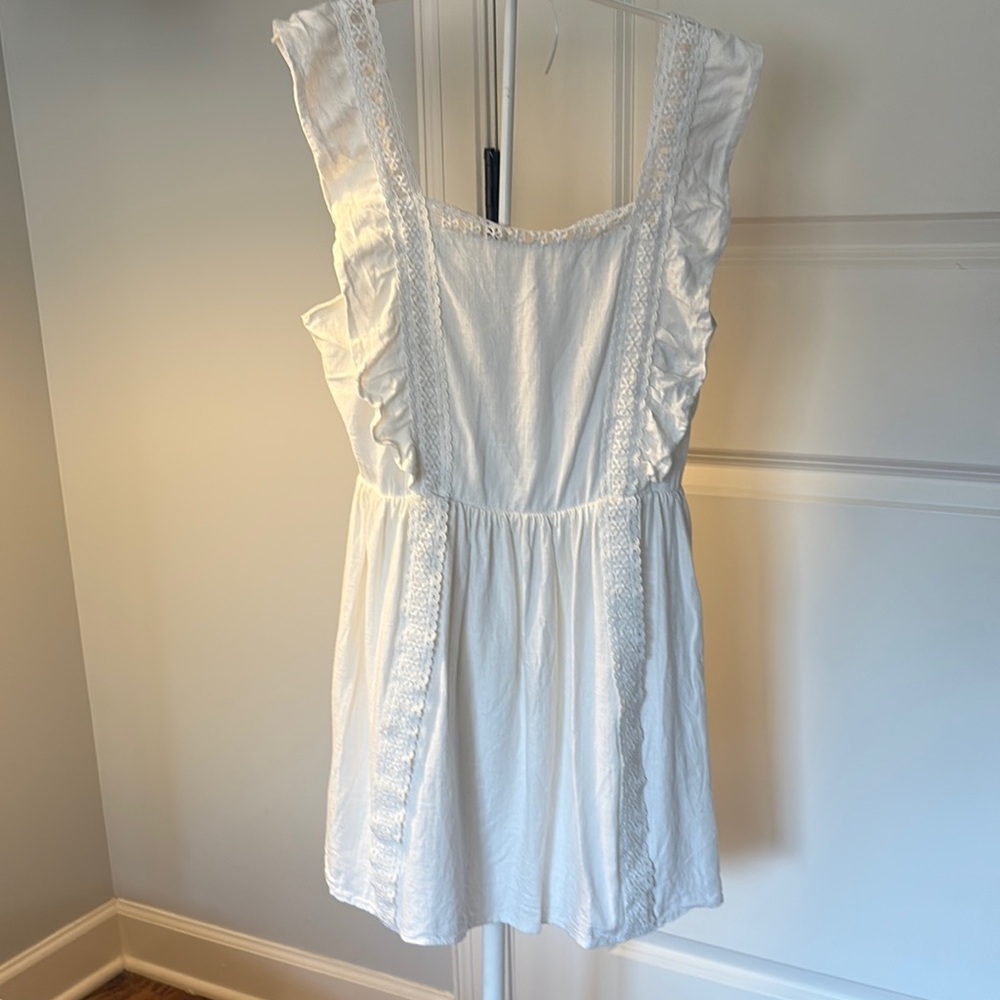 Altar'd State White Linen with lace Mini Dress- Gently Used / Very Good